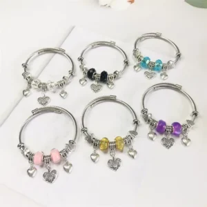 RENSINO Stainless Steel 6 Colors Heart Charms Women Perfect Design Factory Wholesales Price Charm Bracelets