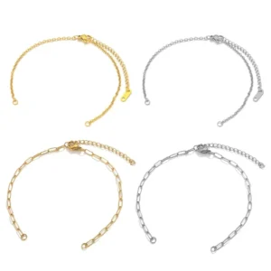 RENSINO Stainless Steel Adjustable Bracelet Jewelry Making Cuban Chain Bracelets Connector Charm Jewelry Finding Accessories