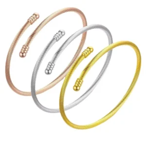 RENSINO Stainless Steel Arrow Bead Bangle
