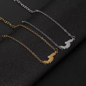 RENSINO Stainless Steel Bequia Map Link Chain Bracelet 18K Gold Plated Bequia Island Saint Vincent and the Grenadines Pendant Bracelet