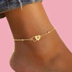RENSINO Stainless Steel Bracelet for Men and Women Heart 26 Letter Pendant Anklet
