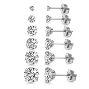 RENSINO Stainless Steel Butterfly Clasp Straight Pin Cartilage Earrings Helix Piercing Zircon Studs Versatile Ear Jewelry Body