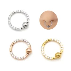 RENSINO Stainless Steel Captive Bead Ring BCR Nose Hoop Ring Body Jewelry