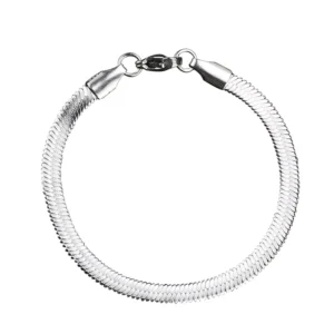 RENSINO Stainless Steel Classic Design Unisex Wrist Jewelry 15cm 925 Sterling Silver Bangle Bracelet