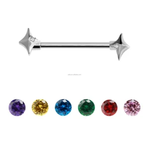 RENSINO Stainless Steel Custom Externally Threaded Small Cz Body Piercing Jewelry Irregular Star Nipple Barbell
