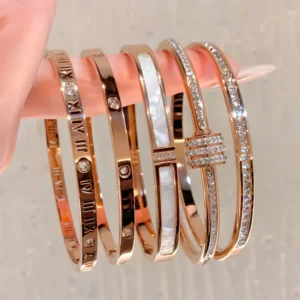 RENSINO Stainless Steel Diamond Studded Silver Bracelet Luxury Fashion Bracelet Stainless Steel Bracelet Women’s Jewelry