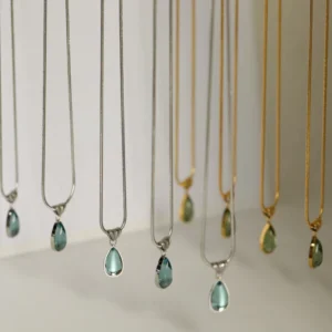 RENSINO Stainless Steel Fashion Necklaces Waterdrop Ocean Snake Bone Necklace Color Non Fading 18K Gold Jewelry Supplier For Women