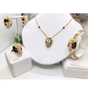 RENSINO Stainless Steel Flower Shaped Pendant Romantic Trendy Exquisite Four Piece Jewelry Set