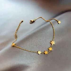 RENSINO Stainless Steel Gold Plated Star Charm Chain Foot Jewelry Designer Cute Lady Fashionable Star Anklet for Woman