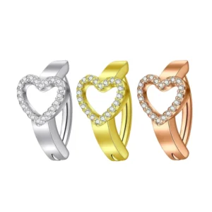 RENSINO Stainless Steel Heart Reverse Navel Rings 14G Gold Barbell Body Jewelry Piercing Zircon for Women’s Belly Button Piercings