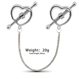 RENSINO Stainless Steel Heart Shaped Erotic Nipple Clamps Body Jewelry for Men Women Couples Spring Design