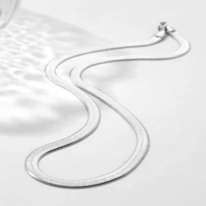 RENSINO Stainless Steel Men’s 5mm Blade Clavicle Chain Snake Bone Chain To Send Boyfriend And Friend Christmas Gift