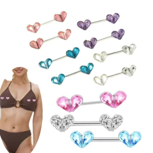 RENSINO Stainless Steel Nipple Ring Heart CZ Body Piercing Jewelry Fashion Nipple Jewelry New Trendy