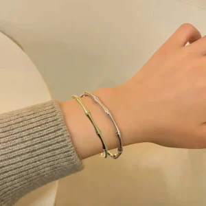 RENSINO Stainless Steel Open Mouth Bracelet for Women Niche Bracelet with Simple Temperament Student Best Friend Jewelry