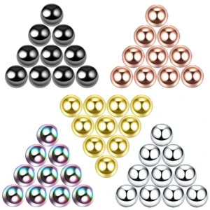 RENSINO Stainless Steel Piercing Balls Replacement Parts 10Pcs Set Multi Color DIY Accessories for Ear Lip Navel Body Jewelry