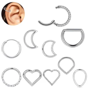 RENSINO Stainless Steel Piercing Jewelry CZ Zircon Nose Ring Multi-purpose Body Jewelry Earrings Eyebrow Stud Women’s Lip Stud