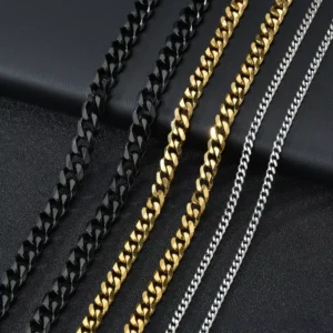 RENSINO Stainless Steel Polished 3 10mm Six Sided Ground Cuban Chains by Meter DIY Men’s and Women’s Hip hop Jewelry Accessories