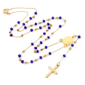 RENSINO Stainless Steel Religious Jewelry Catholic Virgin Mary Rosary 3.5mm 6mm Crystal Beads Necklace