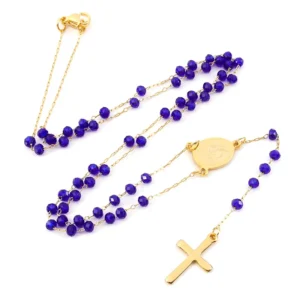 RENSINO Stainless Steel Religious Jewelry Catholic Virgin Mary Rosary 3.5mm 6mm Crystal Beads Necklace