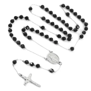 RENSINO Stainless Steel Religious Jewelry Items Catholic Virgin Mary Chain Rosary 3.5mm 6mm Crystal Beads Rosary Women Men Necklaces