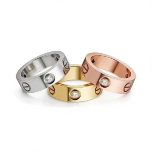 RENSINO Stainless Steel Ring Silver Gold Rose Gold Plated Hollow Heart Zircon Women Engagement Wedding Gift Fashion Jewelry