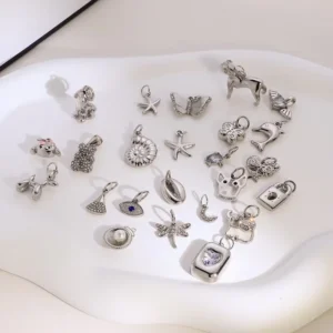 RENSINO Stainless Steel Silver Color Charms and Pendants Love Dragonfly Dog Star Small Necklace DIY Accessories