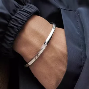 RENSINO Stainless Steel Silver Gold Plated Adjustable C shaped Mobius Cuff Bangle