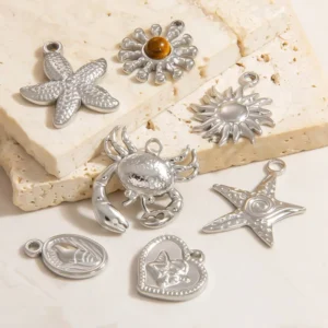 RENSINO Stainless Steel Silver Summer Charms Beach Vacation Charm Pendant for Jewelry Making