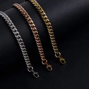 RENSINO Stainless Steel Summer Foot Jewelry Ankle Bracelet 18K Gold Rose Gold Plated Stainless Steel Cuban Link Anklets for Women