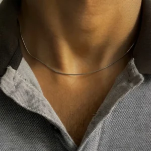 RENSINO Stainless Steel Titanium Steel Octagonal Chain Snake Bone Simple Europe United States Fashion Pendant Necklace For Men