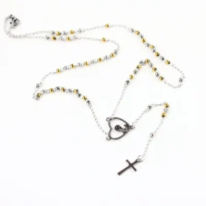 RENSINO Stainless Steel Vintage Priest Church Pendant for Men and Women Niche Trend Cross Rosary Madonna Necklace