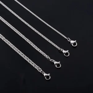 RENSINO Stainless Steel Weaving Chain Long Necklace for Women Men Choker on Neck Collarbone Silver Color Waterproof Jewelry Accessories