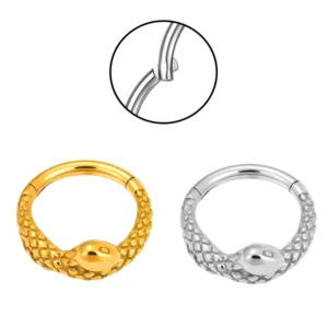 RENSINO Stainless Steel Zircon Silver Plated Snake Hinge Human Puncture Nose Ring Nose Stud Earrings