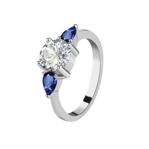 RENSINO Sterling S925 Silver Ring Oval Sapphire Jewelry For Women