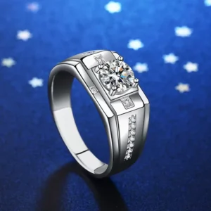 RENSINO Sterling Silver 10g White Gold Plated Knight Men’s Ring Moissanite One Carat Trendy Majestic Wedding Jewelry Drop Shipping