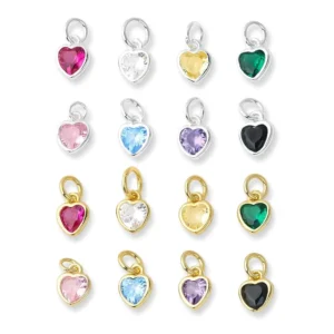 RENSINO Sterling Silver 925 Color Zircon Heart Pendant Charm for Gold Vermeil Jewelry Making
