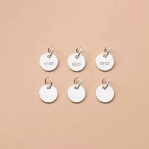 RENSINO Sterling Silver 925 Custom 6mm Round Engraved Charms for Necklace Jewelry Making