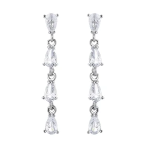 RENSINO Sterling Silver 925 Drop Earrings Pear Stone Chain Earrings