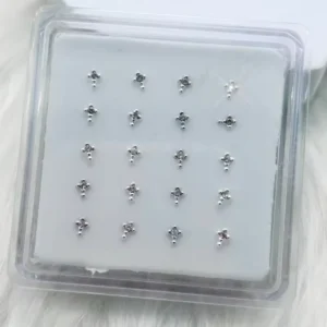 RENSINO Sterling Silver 925 Elegant Cross Crystal Nose Ring Thin Body Jewelry for Women