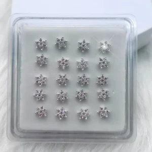 RENSINO Sterling Silver 925 Flower Crystal Nose Ring Body Jewelry for Women
