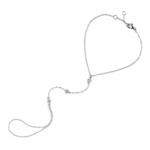 RENSINO Sterling Silver 925 Handchain Cubic Zirconia Finger Ring Chain Bracelet Fashion Jewelry for Women