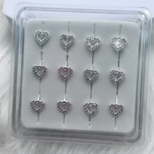 RENSINO Sterling Silver 925 Heart Crystal Nose Ring Body Jewelry for Women