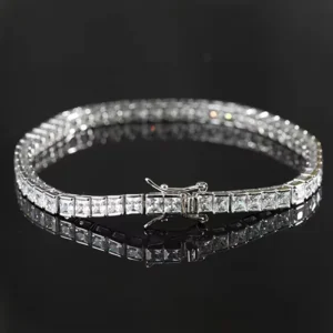 RENSINO Sterling Silver 925 Jewellery Tennis Bracelet CZ Choker Rainbow Crystal Chain Colorful Diamond Bracelet