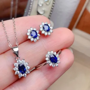 RENSINO Sterling Silver 925 Jewelry with Natural Ruby Classic Trendy Jewelry Set for Women