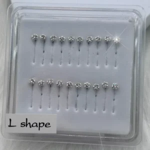 RENSINO Sterling Silver 925 L Shape Rose Nose Ring Body Jewelry for Women