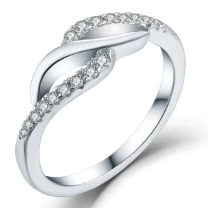RENSINO Sterling Silver 925 Moissanite Infinity Ring Rhodium Plated Custom Fine Jewelry Silver Moissanite Promise Ring for Women