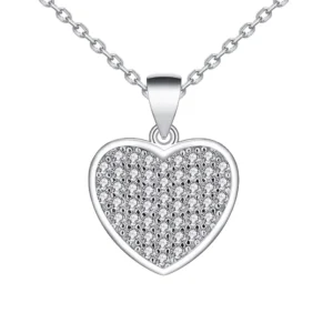 RENSINO Sterling Silver 925 Pendant Necklace for Women Cubic Zirconia Jewelry Love Heart Pendant 925 Silver Jewelry