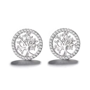 RENSINO Sterling Silver 925 Tree of Life Stud Earrings for Women Gift