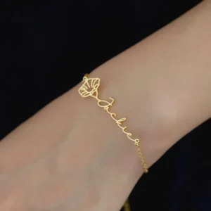 RENSINO Sterling Silver Birth Flower Name Bracelet Handmade 925 Silver My Name Bracelets Anklet for Women Jewelry