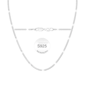 RENSINO Sterling Silver Cuban Link Necklace with Spacers Minimalist Dainty Layered Chain for Women Fine Everyday Jewelry